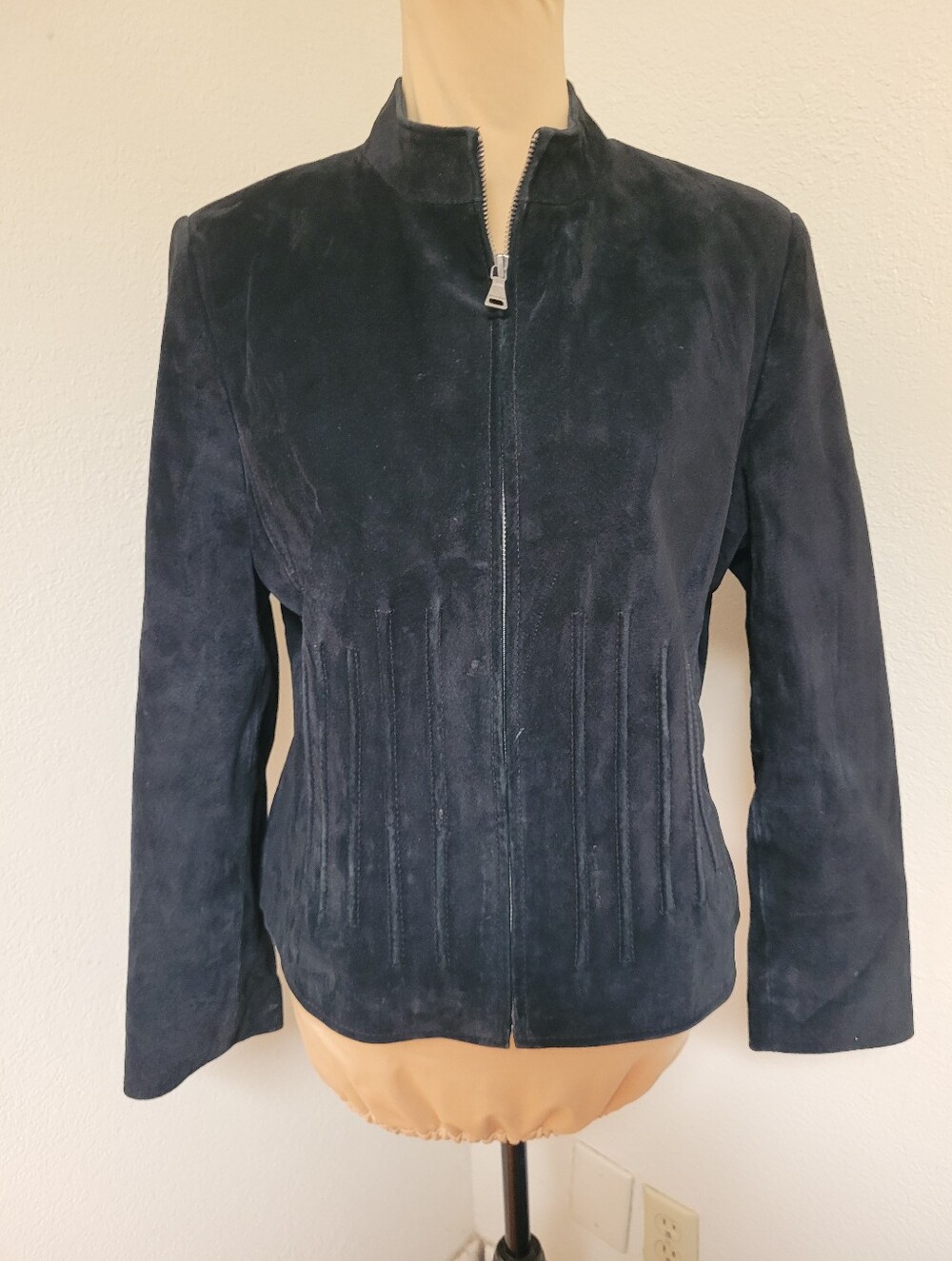 Bernardo Women’s Black Suede Zip-Front Jacket